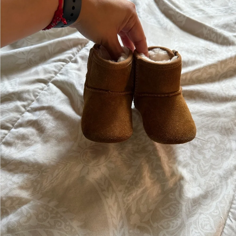 UGG Chestnut Suede Baby Booties with Plush Lining